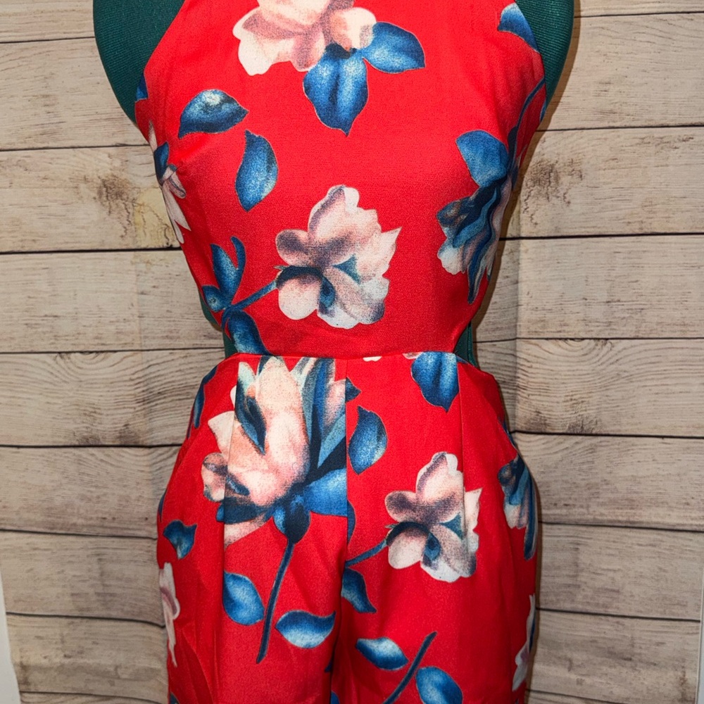 Floral Red/Orange Jumpsuit